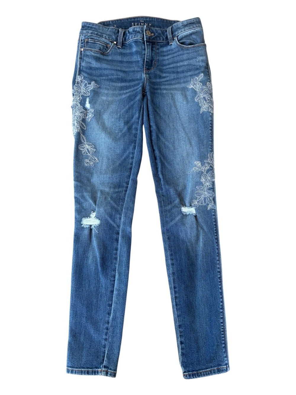 White House Black Market The Skinny Embroidered Jeans.  Size 2